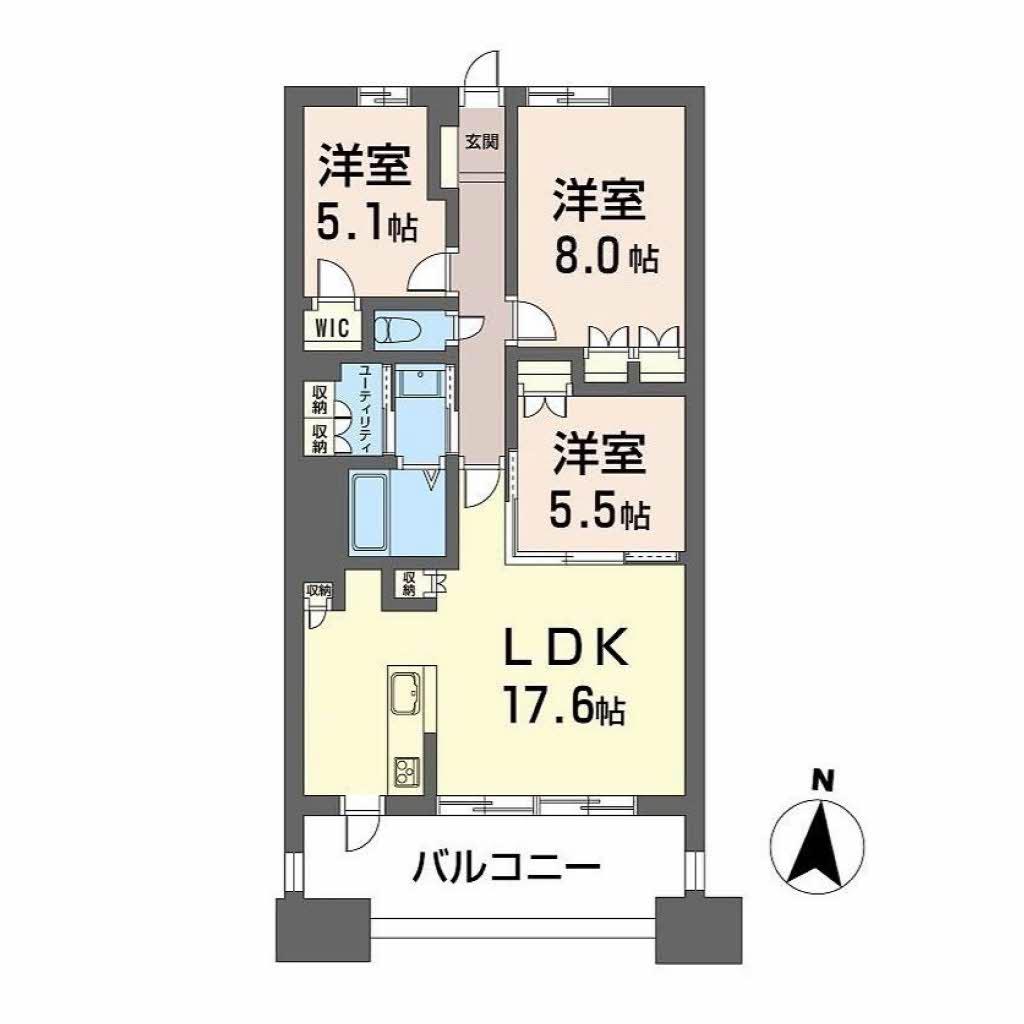 NUDGEONE.照葉(3LDK/18階)の間取り写真