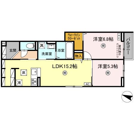 S&T GRACE SQUAREエス&ティ グレース スクエア(2LDK/1階)の間取り写真