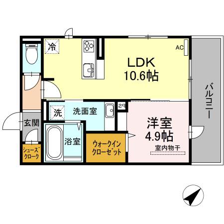 D-ROOM香住ヶ丘(1LDK/3階)の間取り写真