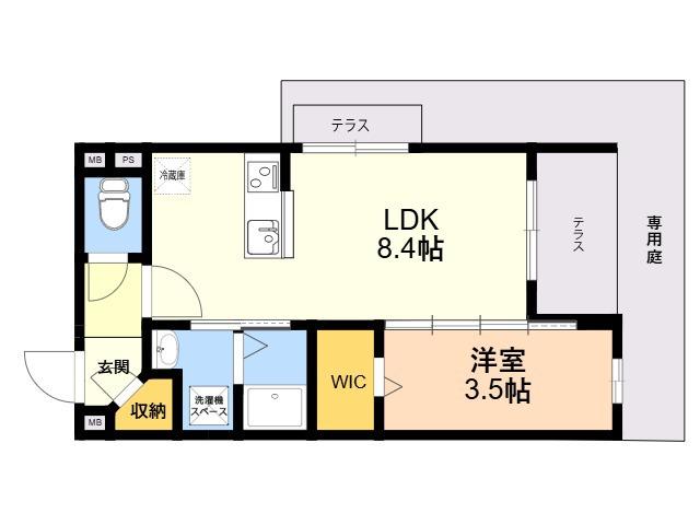 ラクラス南福岡ノース(1LDK/1階)の間取り写真