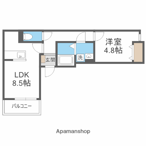 鹿児島本線 笹原駅 徒歩17分 3階建 築1年(1LDK/3階)の間取り写真