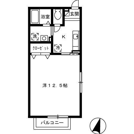 リースランド富士見VB(1K/1階)の間取り写真