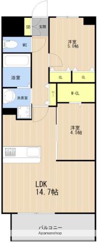 LEGEND東比恵(2LDK/5階)の間取り写真