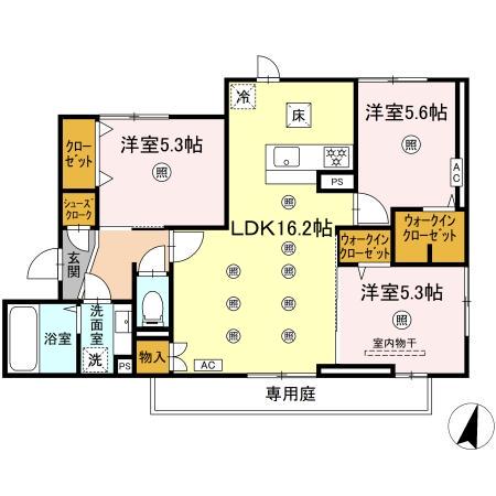 D-ROOM GRACE(3LDK/1階)の間取り写真