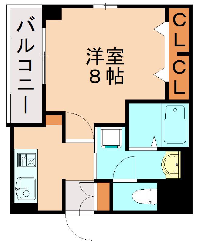 ベルコルティーレ(1K/2階)の間取り写真