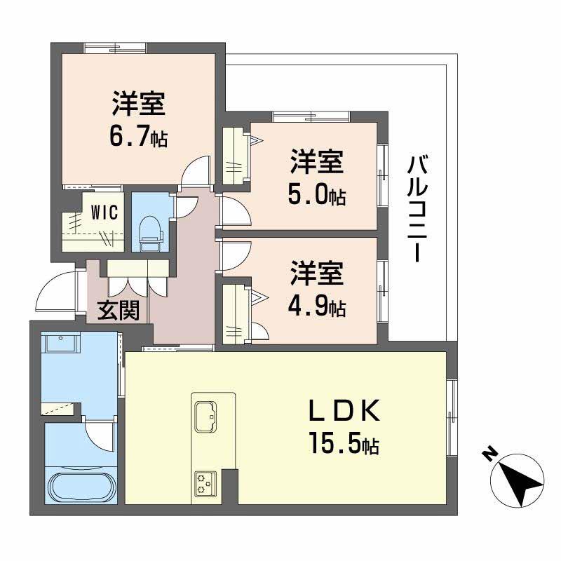 ボヤージュ春日(3LDK/1階)の間取り写真