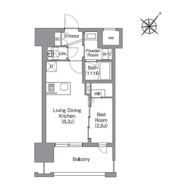 シーズンフラッツ渡辺通(1LDK/8階)の間取り写真