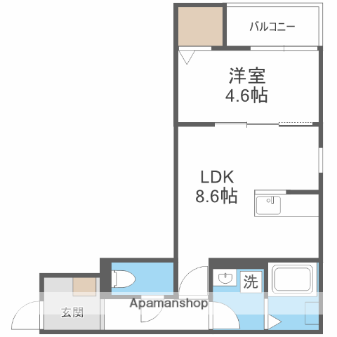 グランレーヴ井尻B棟(1LDK/2階)の間取り写真