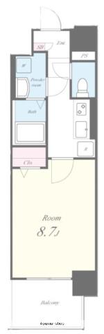 ALUNA箱崎(1K/1階)の間取り写真