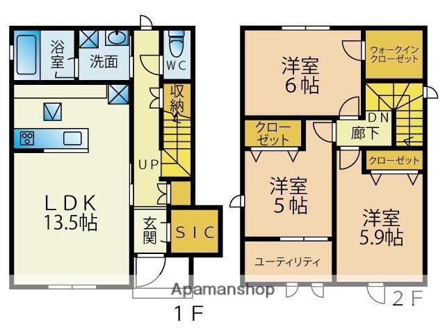 福岡市空港線 室見駅 徒歩26分 2階建 新築(3SLDK)の間取り写真