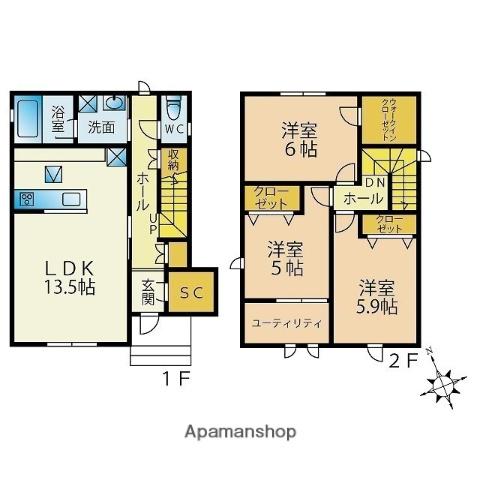 オズスクエア七隈(3LDK/1階)の間取り写真