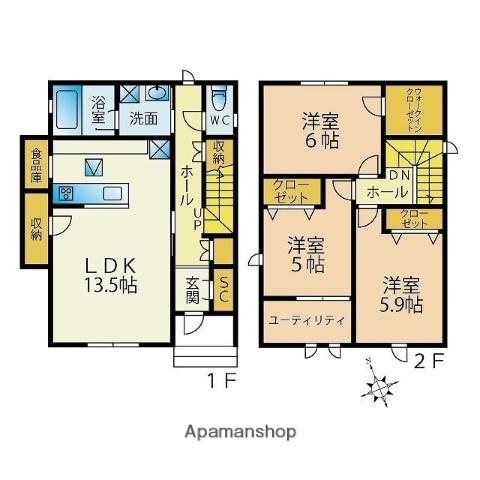 オズスクエア七隈(3LDK/1階)の間取り写真