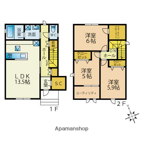 オズスクエア七隈(3LDK/1階)の間取り写真