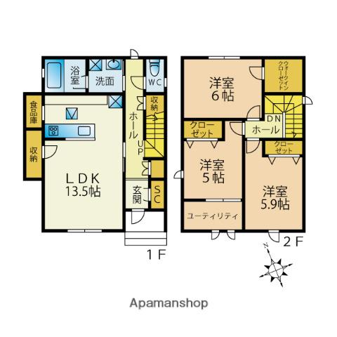 オズスクエア七隈(3LDK/1階)の間取り写真