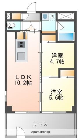 庭園レジデンス西館(2LDK/1階)の間取り写真