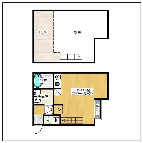 福岡市空港線 藤崎駅(福岡) 徒歩5分 2階建 新築(ワンルーム/1階)の間取り写真