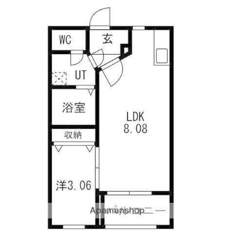 ソルヴェール馬出(1LDK/2階)の間取り写真