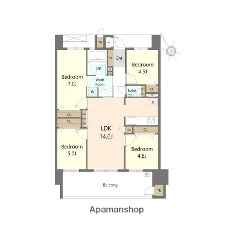 S-RESIDENCE愛宕サウス(4LDK/10階)の間取り写真