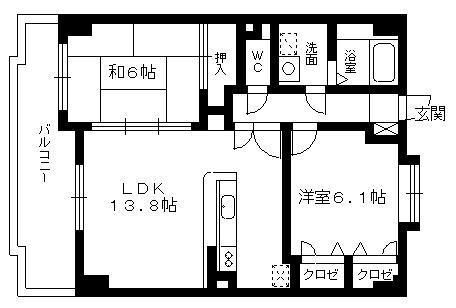 ジュノーパレス(2LDK/4階)の間取り写真