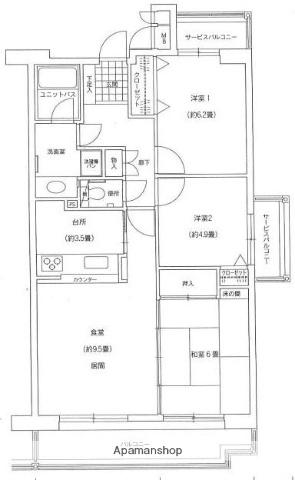 パーク・ヴィラ大濠(3LDK/5階)の間取り写真