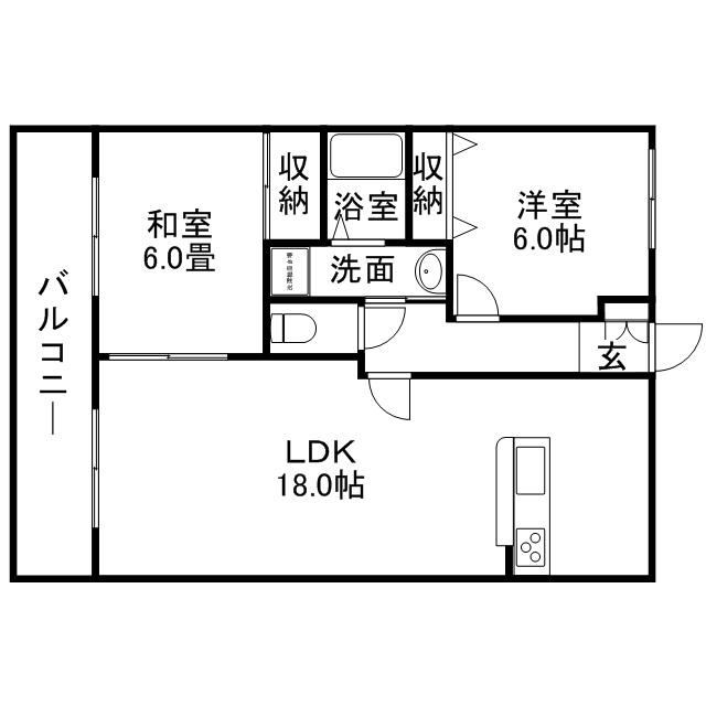 グランドゥール・オニクラ(2LDK/2階)の間取り写真