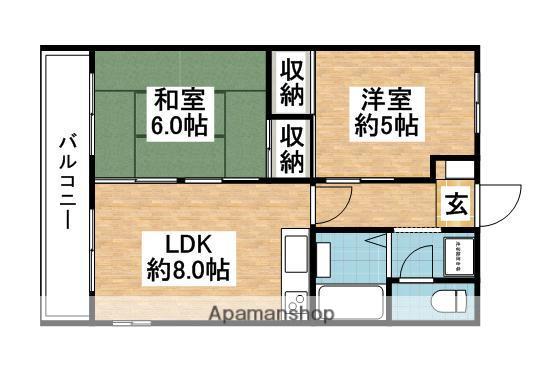 クレインハウス(2LDK/2階)の間取り写真