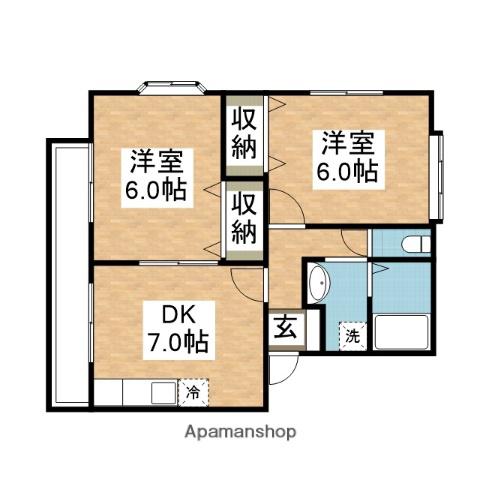 サンティール多々良Ⅱ(2DK/2階)の間取り写真