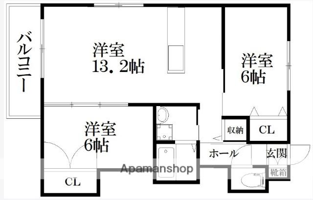 アドバンテイジ柚須東A・B棟(2LDK/1階)の間取り写真