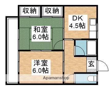 シャロームコーポ(2DK/2階)の間取り写真