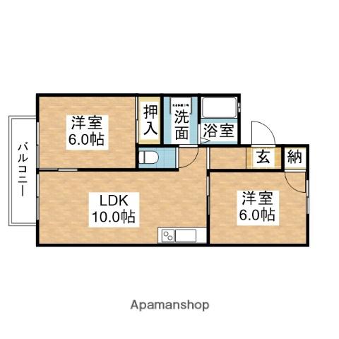 コーポラスホワイト(2LDK/2階)の間取り写真