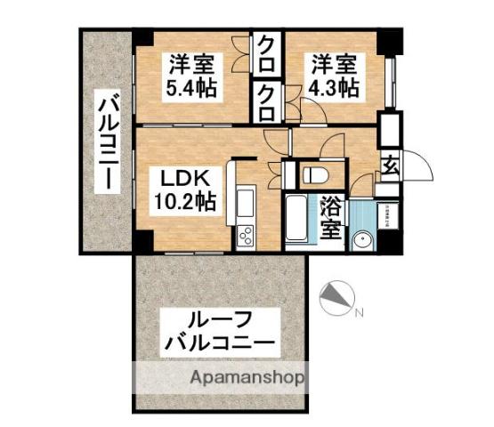 メゾンドイネヤス(2LDK/5階)の間取り写真