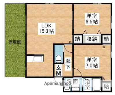 エルメゾン柚須(2LDK/1階)の間取り写真