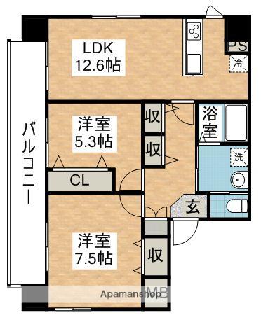 グランディス空港東(2LDK/2階)の間取り写真
