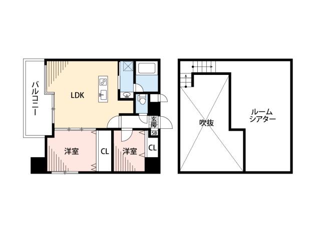 プライムアーバン博多(2LDK/13階)の間取り写真