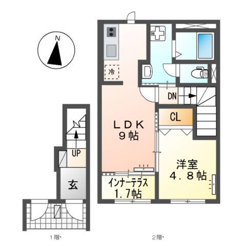 CIEL ETOILE (1LDK/2階)の間取り写真