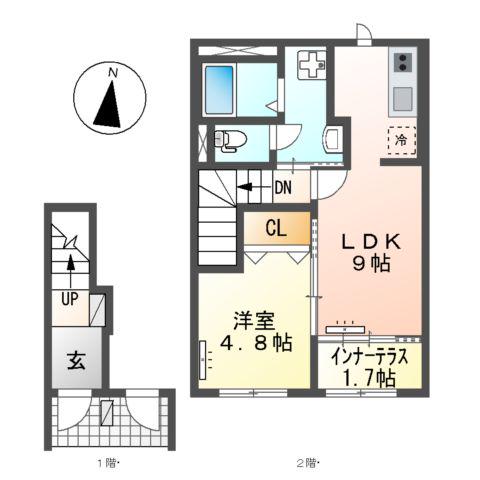 CIEL ETOILE (1LDK/2階)の間取り写真