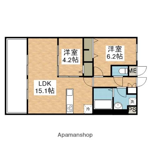 ALUNA箱崎(2LDK/9階)の間取り写真