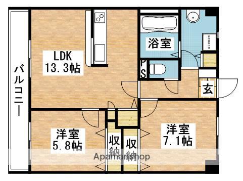 プレザントフレンド(2LDK/4階)の間取り写真