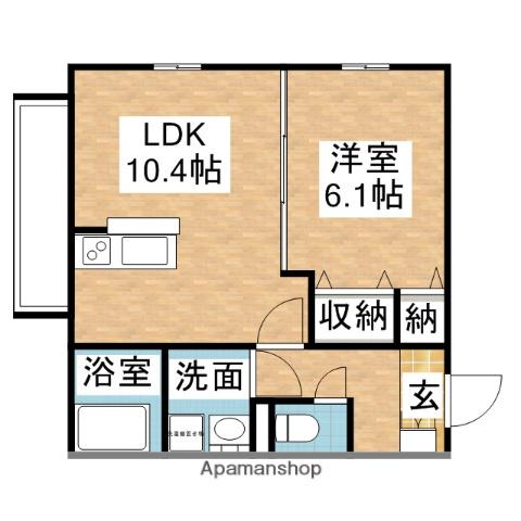 シルキー(1LDK/1階)の間取り写真