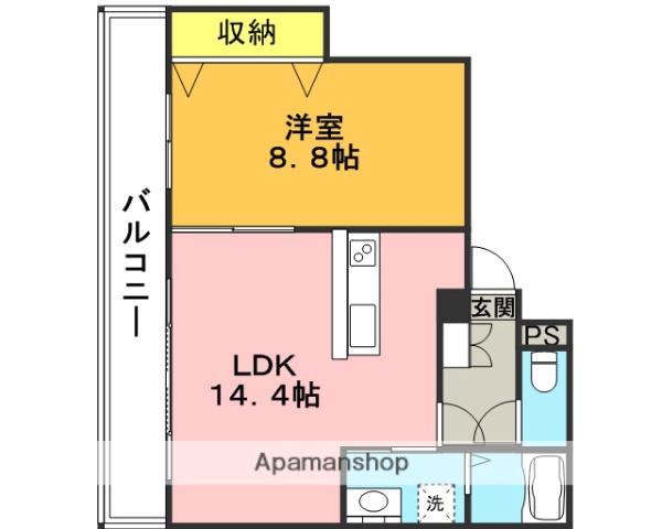 フロスター千早(1LDK/4階)の間取り写真