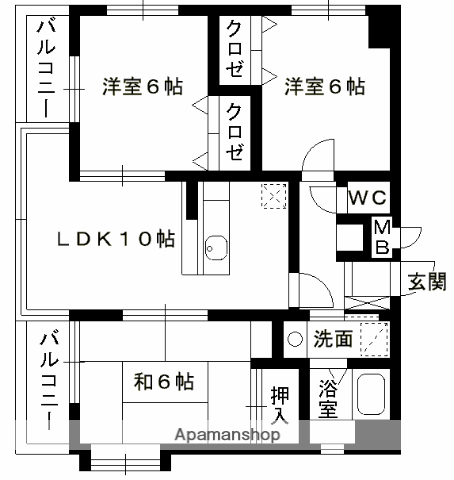 博多桶屋町ビル(3LDK/4階)の間取り写真