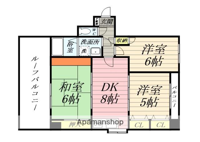 博多桶屋町ビル(3DK/5階)の間取り写真