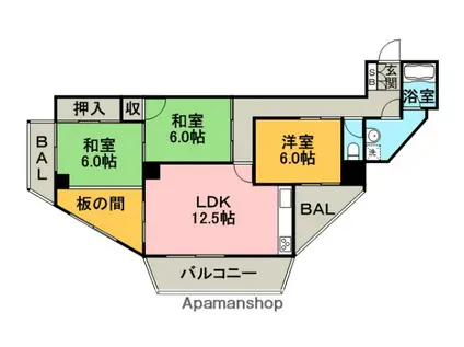 オリエントハイツ桜坂(3LDK/3階)の間取り写真