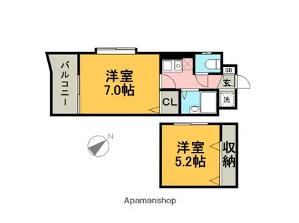 ライオンズマンション大博通(1K/11階)の間取り写真