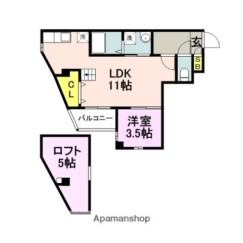 ジェンティーレ美野島Ⅱ(1LDK/4階)の間取り写真