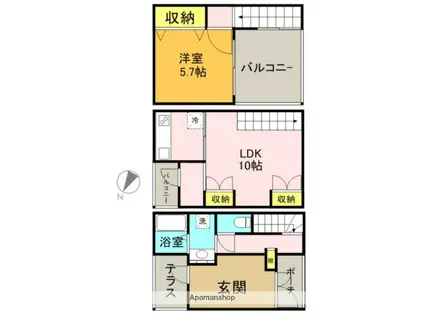 杢の長屋(1LDK/1階)の間取り写真