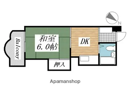 プレアール千代ヶ崎(1DK/4階)の間取り写真