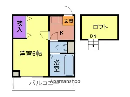 プレアール若園Ⅱ(1K/1階)の間取り写真