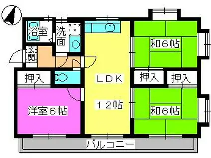 プロスペール板付(3LDK/2階)の間取り写真