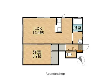シャーメゾンHIKARI Ⅱ A棟(1LDK/1階)の間取り写真